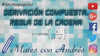 Derivadas compuestas  Regla de la cadena – Arcotangente de un cociente con raíces [upl. by Joete833]