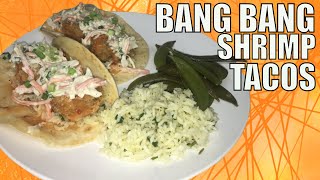 THE BEST Bang Bang Shrimp Tacos  Sugar Snap Peas  Cilantro Lime Rice  Delicious Dinner [upl. by Bonnes]