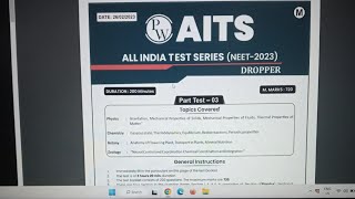 AITS 3 TEST SCORE AND REVIEW PhysicsWallah  26 Feb 2023 [upl. by Aneras]