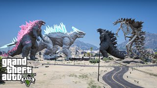 Godzilla x shimo vs Godzilla dragon skeleton Legendary Godzilla  Epic Battle  GTA V Mods [upl. by Dorthy]