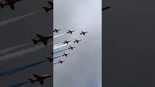 Red Arrows Flypast Farnborough Air Show 2024 [upl. by Rhys]