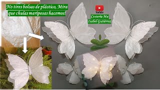 Bellas mariposas para decorar tu hogar o fiestas hechas con bolsas plásticas [upl. by Eidoj379]