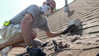 HOW CLEAN a DRYER VENT coming out of a Second Floor ROOF DRYER VENT CLEANING almetaldryervent [upl. by Ingham]