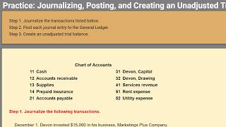 Journalizing Posting Unadjusted Trial Balance Practice [upl. by Eveiveneg]