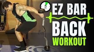 Intense 5 Minute EZ Bar Back Workout [upl. by Aisorbma]