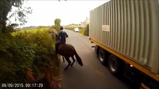 Dangers faced by horse riders using the roads  March 2017 [upl. by Eninnaej]