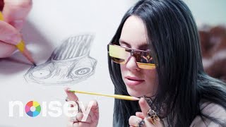 Billie Eilish Talks Her Love for Anime While Drawing Her SelfPortrait [upl. by Adeuga2]