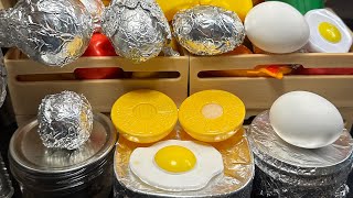 ODDASMR DIY CREATIVE ALUMINUM FOIL WRAPPINGEASY TRICK TO PEEL HARD BOILED EGGSLICING egg short [upl. by Ronym301]