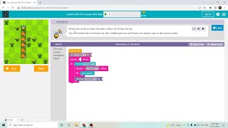 L262 Codeorg  Express2021  Lesson 26 For Loops with Bee  level 2 [upl. by Enel]