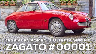 Lot N°711  Alfa Romeo Giulietta Sprint Zagato 00001 • 1959  leBolide [upl. by Aelahc956]