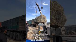 Loading a large stone into a truck  The workers do their job perfectly  machine shorts [upl. by Howell]