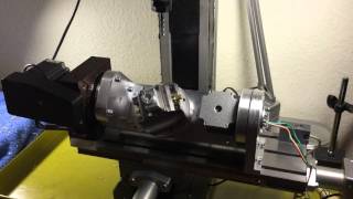 Self made 5 axis rotary table for my Proxxon FF500CNC machine [upl. by Hannan]