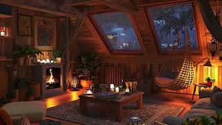 Escape to a Cozy Cabin Oasis for 10 Hours  Rain Sounds and Crackling Fireplace to Relax and Unwind [upl. by Hgieloj]