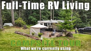 Campsite Setup Tour  FullTime RV Life [upl. by Ahlgren409]