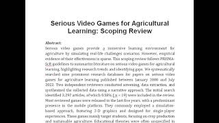 Serious Video Games for Agricultural Learning Scoping Review [upl. by Gery]