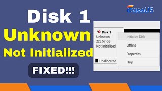 How to Fix Disk 1 Unknown Not Initialized Issue Solved [upl. by Wiseman8]