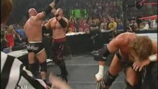 Goldberg vs Triple H vs Kane 2003 HighLights [upl. by Aynodal]