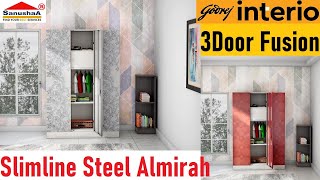 Godrej Wardrobe  Godrej Slimline 3 Door Steel Almirah  Fusion Door Design Godrej Almirah Cupboard [upl. by Iccir]