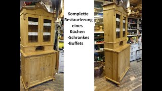 komplette Restaurierung eines Küchenschrankes Küchenbuffet um 1870 Restoration citchen cupboard [upl. by Anay]