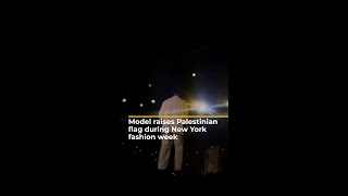 Model raises Palestinian flag during New York fashion week  AJ shorts [upl. by Pooi517]