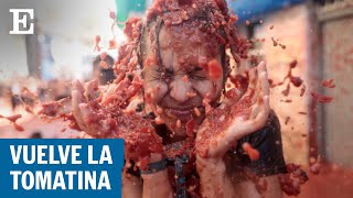 Tomatina 2022 130 toneladas de fruto en la esperada fiesta de Buñol  EL PAÍS [upl. by Hanser879]