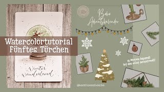 Fünftes Türchen  Watercolor Adventskalender  Boho Christmas  Schneekugel  Tutorial [upl. by Milka]