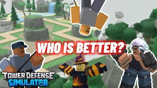 BRAWLER VS GLADIATOR VS WARDEN  WHO IS BETTER  PROS AND CONS  Roblox Tower Defense Simulator [upl. by Hofstetter]