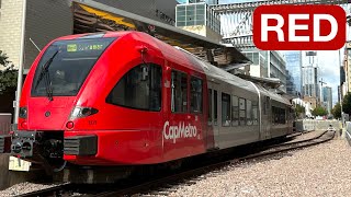 Austin CapMetro MetroRail Red Line Northbound Downtown to Leander Texas Full Ride Stadler GTW [upl. by Gean]