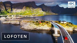 MAJESTIC DRIVE LOFOTEN Norway at SUNSET Reine Hamnoy  Cinematic Walking Tours 4K [upl. by Auqenehs]