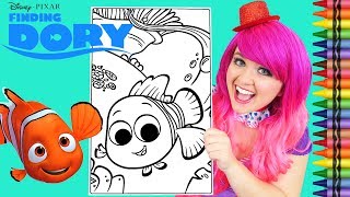 Coloring Nemo Finding Dory GIANT Coloring Book Page Crayola Crayons  KiMMi THE CLOWN [upl. by Coop]