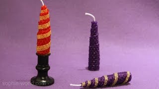 How to Make a Rolled Beeswax quotStaircasequot Candle [upl. by Nebe]