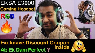 EKSA E3000 Gaming Headset Unboxing and Review  Best RGB Gaming Headphone For Mobile amp PC Hindi [upl. by Adrian70]