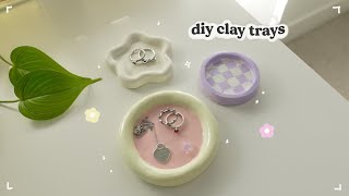 making air dry clay trays ⭐️ flower checkered diy [upl. by Galang]