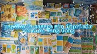 PAPELERÍA CASERA SIN IMPRIMIR VERSIÓN VAN GOGH🎨💙✨  micnotes🌈 [upl. by Anitreb]