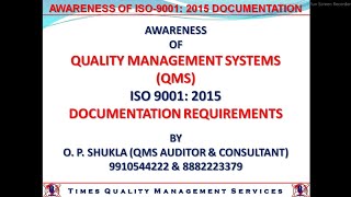 ISO90012015 DOCUMENTATION REQUIREMENTS  TQM SERVICES [upl. by Ahsieyn850]