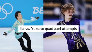 Yuzuru Hanyu and Ilia Malinin QUAD AXEL comparison and analysis [upl. by Hassett682]