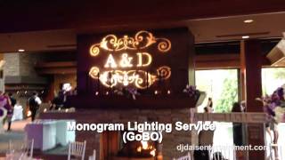 DOVE CANYON Wedding DJ with Blended Uplights Monogram Cake Spotlighting Sweethearts Spotlighting [upl. by Anrahs]