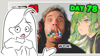 so pewdiepie started drawing artist reaction [upl. by Dacey171]