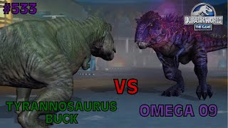 Tyrannosaurus Buck vs Omega 09  Jurassic World The Game  EP 533 [upl. by Leavitt]