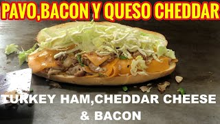 SANDWICH DE PAVO QUESO CHEDDAR Y BACON DELI GROCERY ALTOMANHATTAN newyork [upl. by Guinn]