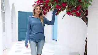 Women Classic Fit Long Sleeve Crewneck T Shirt also Available in Plus Size Buy Now [upl. by Aleksandr]