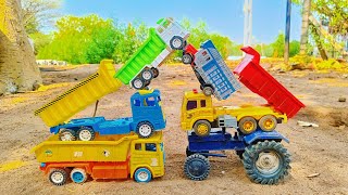 Accident Bulldozer  Dumper  Rickshaw  Tractor  Volvo Bus  Tipper Truck  Cartoon kids cartoon [upl. by Lewanna]