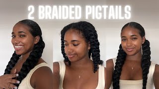 2 Braided Pigtails With Braiding Hair  EXTREMELY beginner friendly [upl. by Neala]