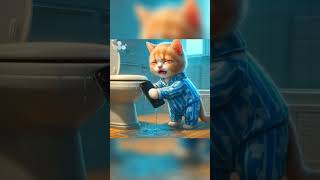 cat in toilet cartooncat funny viralvideo realcat catton recation cute ibu viralvideo [upl. by Anaert230]