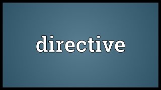 Directive Meaning [upl. by Audrey]