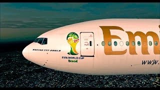 HD FSX  PMDG 777  Emirates landing in Brazil FIFA World Cup 2014 livery [upl. by Aicilef749]