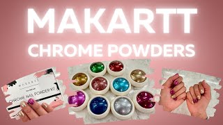 Makartt Chrome Nail Powder Review Try On Over Gel Polish MakarttOfficial [upl. by Akilak]