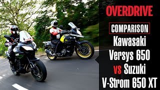 Suzuki VStrom 650 XT vs Kawasaki Versys 650  OVERDRIVE [upl. by Bratton]