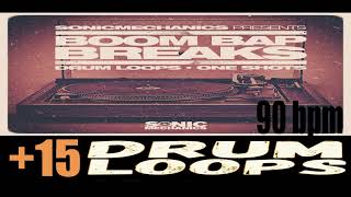 DRUM LOOPS BREAK 90 BPM  BOOM BAP  old school 90s PRO  15 sample [upl. by Einwat982]