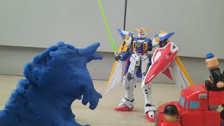 wing gundam vs clay godzilla  stop motion [upl. by Luane]